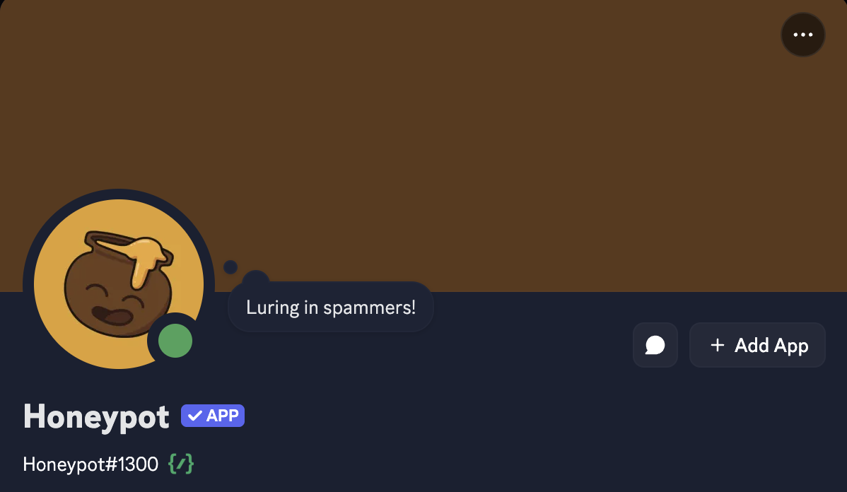 An image showing the Honeypot Bot's profile, and the Add App button.